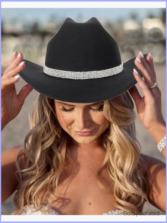 Vintage Roll Up Western Cowboy Hat with Rhinestone Band main image 7
